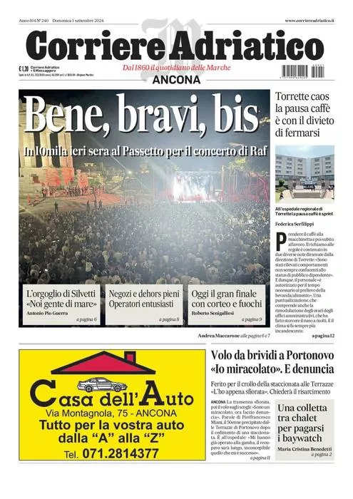 Prima-pagina-corriere adriatico-edizione-di-oggi-01-09-2024